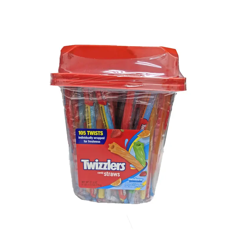 DISCONTINUED ITEM - Twizzlers Straws Rainbow Assorted 105 Count Jar