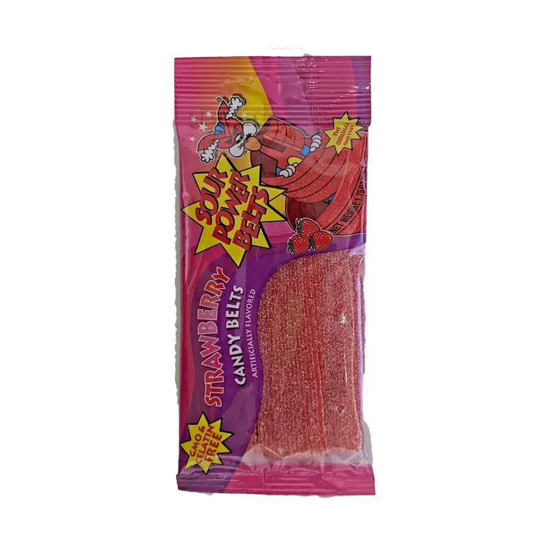 DISCONTINUED ITEM - Sour Power Belts Strawberry 1.75oz Package or 24 Count