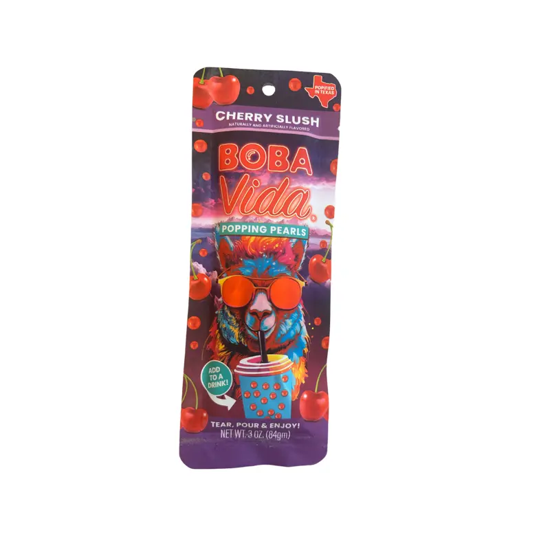 Boba Vida Popping Pearls 3oz Bag Cherry Slush