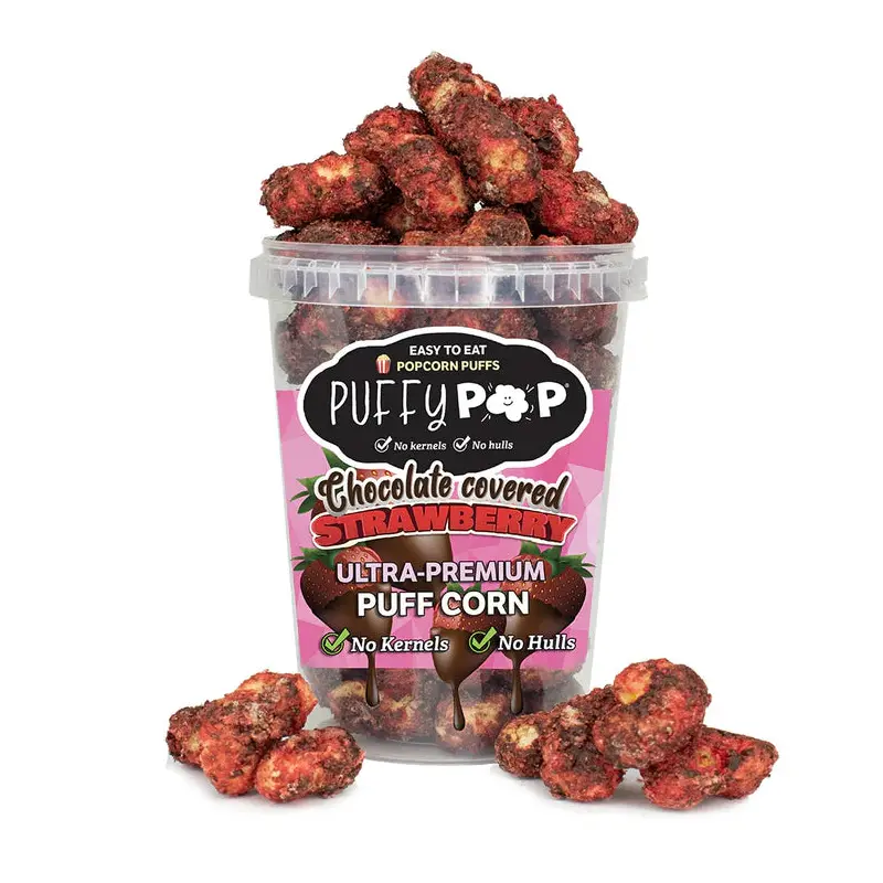 Crack Corn Puffy Pop 4.23oz Tub Chocolate Covered Strawberry