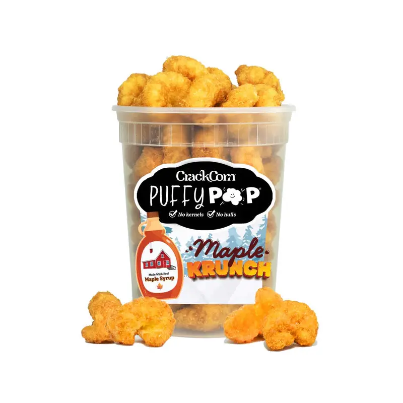 Crack Corn Puffy Pop 4oz Tub Maple Krunch