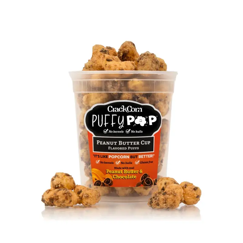 Crack Corn Puffy Pop 4oz Tub Peanut Butter Cup