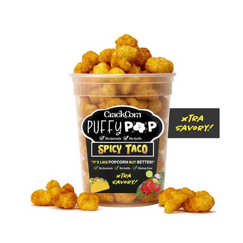 Crack Corn Puffy Pop 4oz Tub Spicy Taco