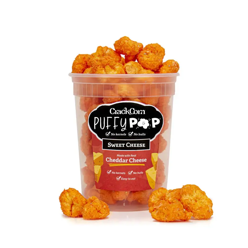 Crack Corn Puffy Pop 4oz Tub Sweet Cheese