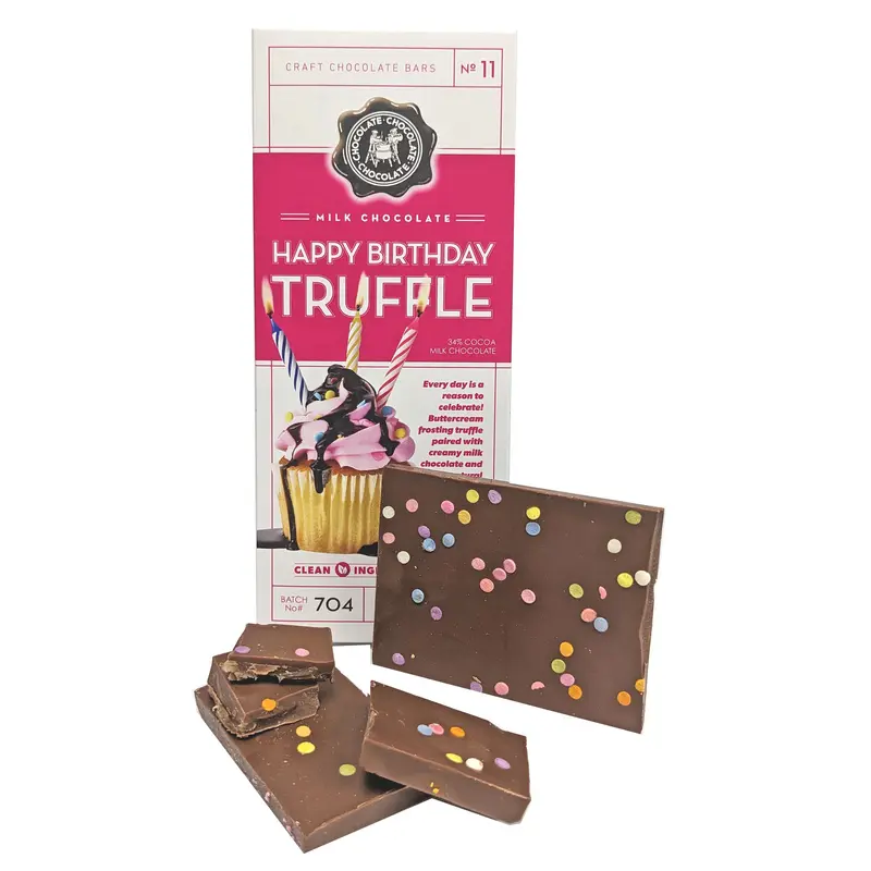 Craft Chocolate 3.5oz Bar Milk Chocolate Happy Birthday Truffle