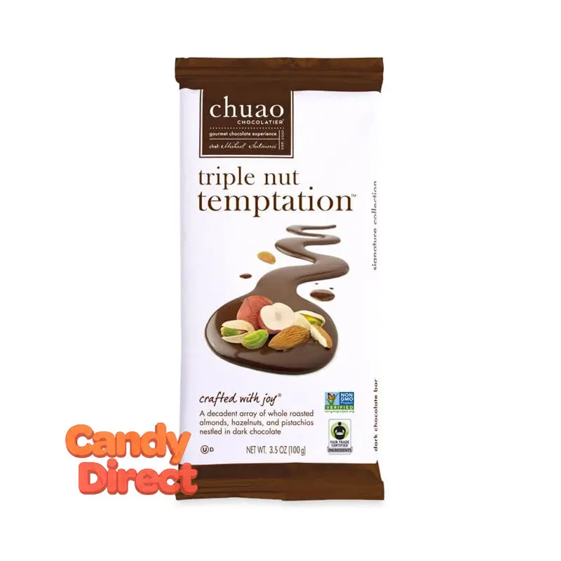 Triple Nut Temptation Chuao Dark Chocolate Bars - 10ct