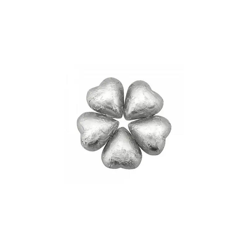 Silver Chocolate Hearts - Foil Wrapped 10lb