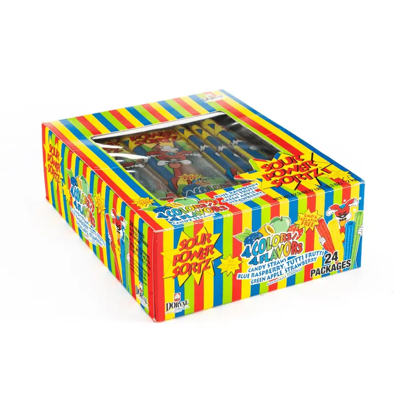 Dorval Sour Power Sortz Belts Assorted Flavored Bulk Box (1.75 oz, 24 ct.)