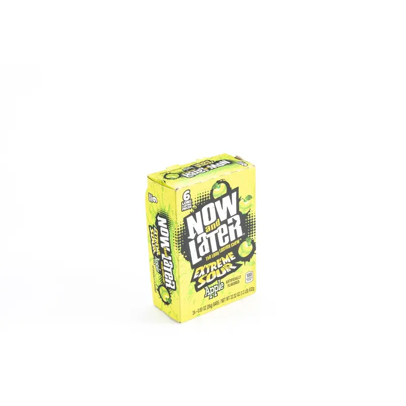 Now and Later Extreme Sour Apple Chewy Candy Bulk Box (0.93 oz, 24 ct.)