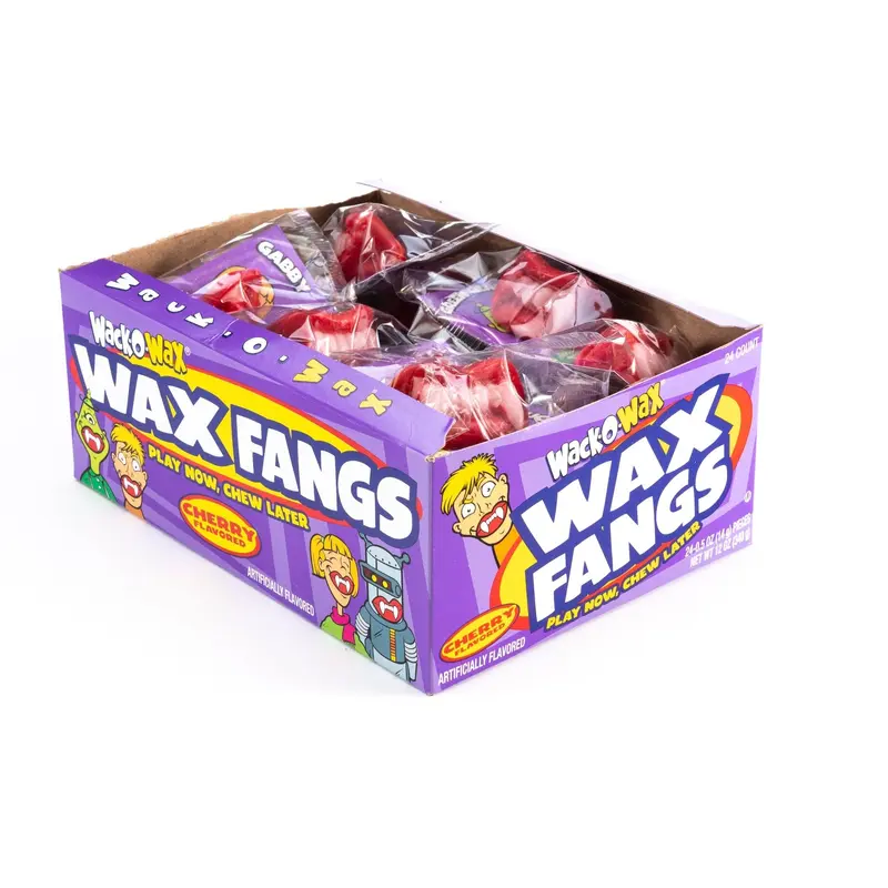 Wack-O-Wax Fangs Cherry Chew Candy Bulk Box (0.5 oz, 24 ct.)