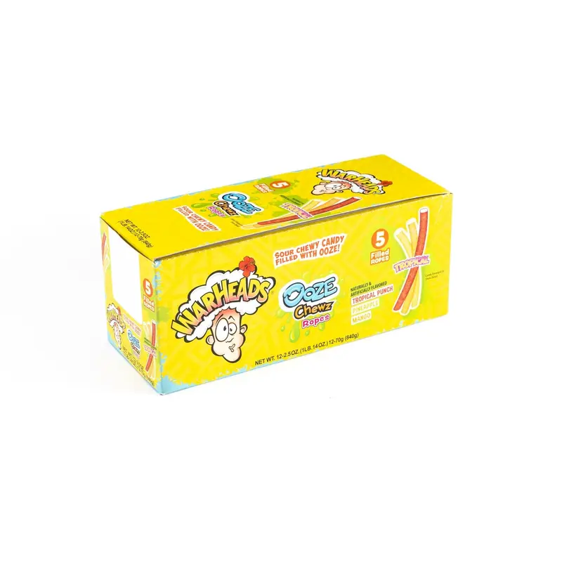 Warheads Ooze Chews Tropical Ropes Sour Candy Bulk Box (0.20 oz, 12ct.)