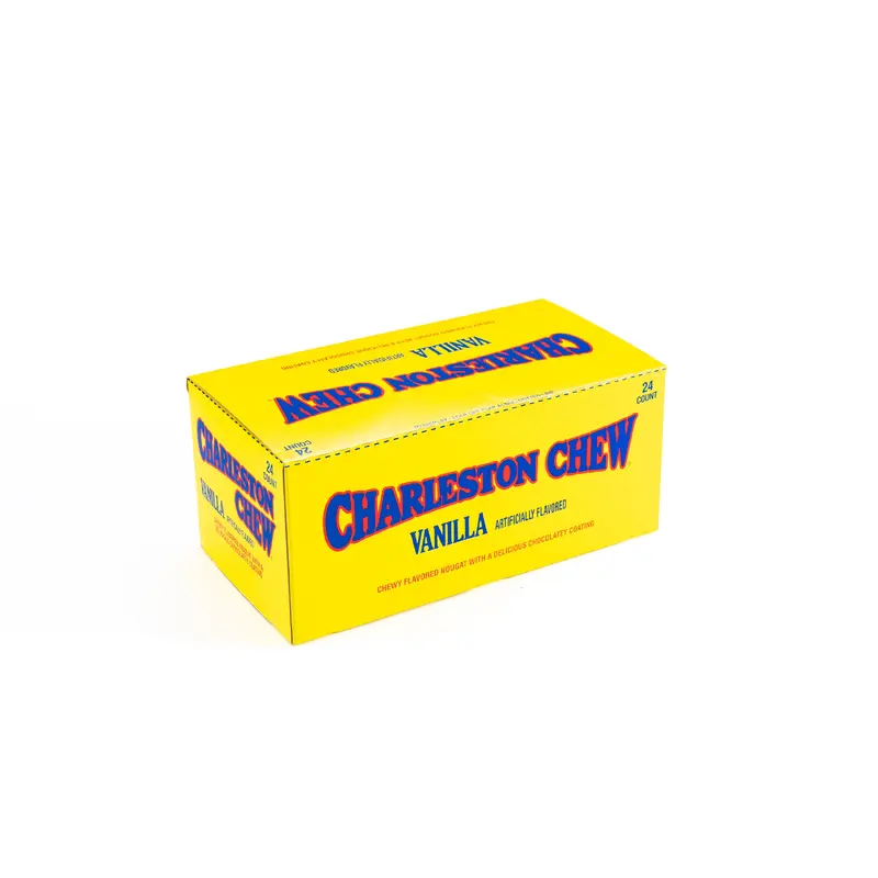 Charleston Chew Vanilla Full Size Chewy Nougat Candy Bar Bulk Box (1.87 oz, 24 ct.)