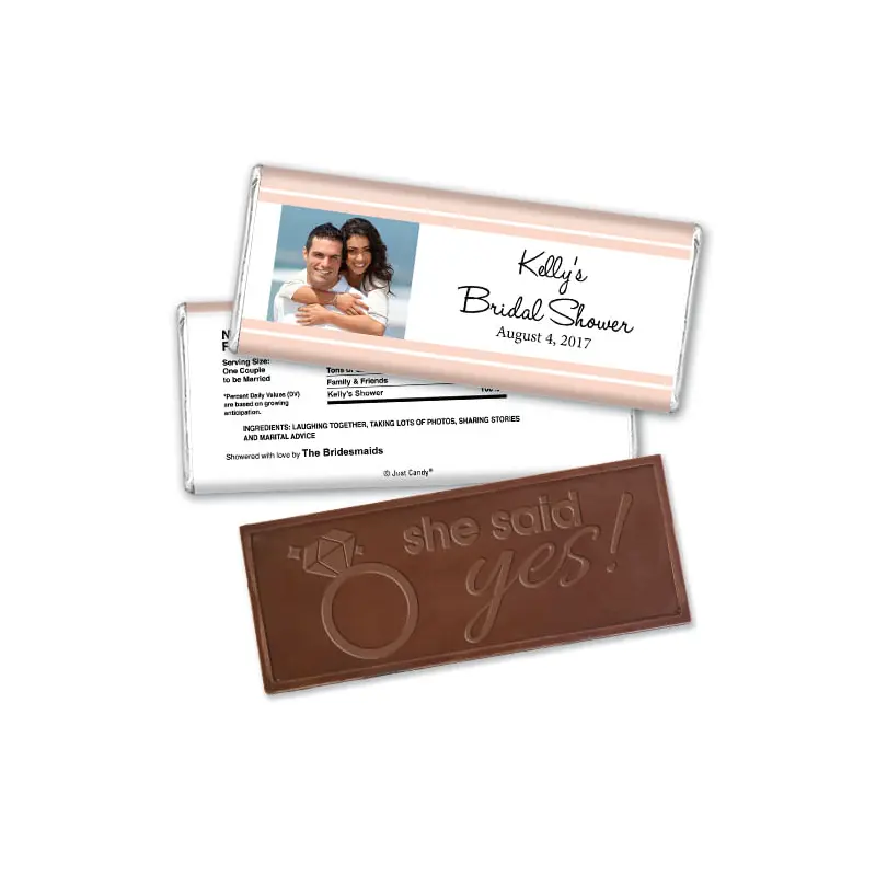 Bridal Shower Favor Personalized Embossed Chocolate Bar Classic Border Photo