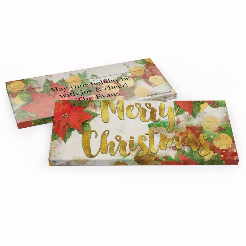 Deluxe Personalized Christmas Holly Candy Bar Favor Box