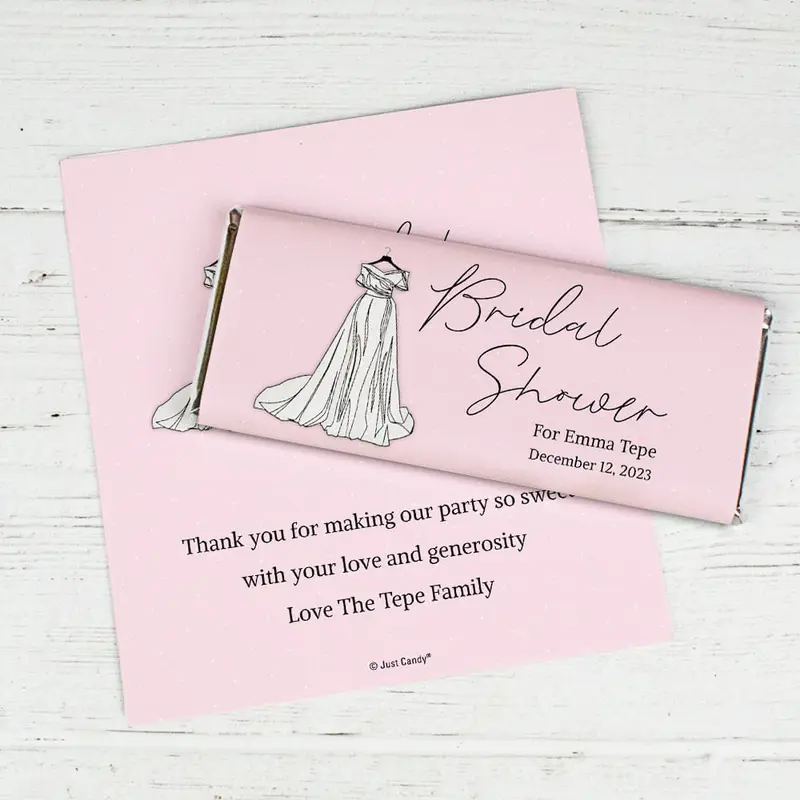Personalized Wedding Dress Chocolate Bar Wrappers Bridal Shower Favor