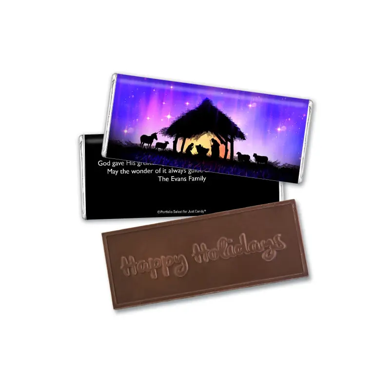 Personalized Christmas Holy Night Embossed Chocolate Bar