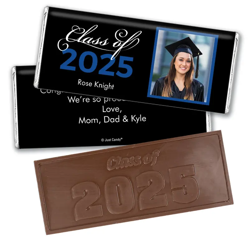 Blue Graduation Personalized Embossed Chocolate Bar Photo Class Of