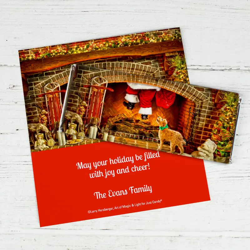 Personalized Christmas Santa's Puppy Chocolate Bar Wrappers Only