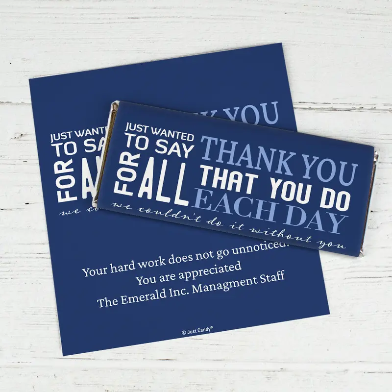 Personalized Thank You For All That You Chocolate Bar Wrappers Only
