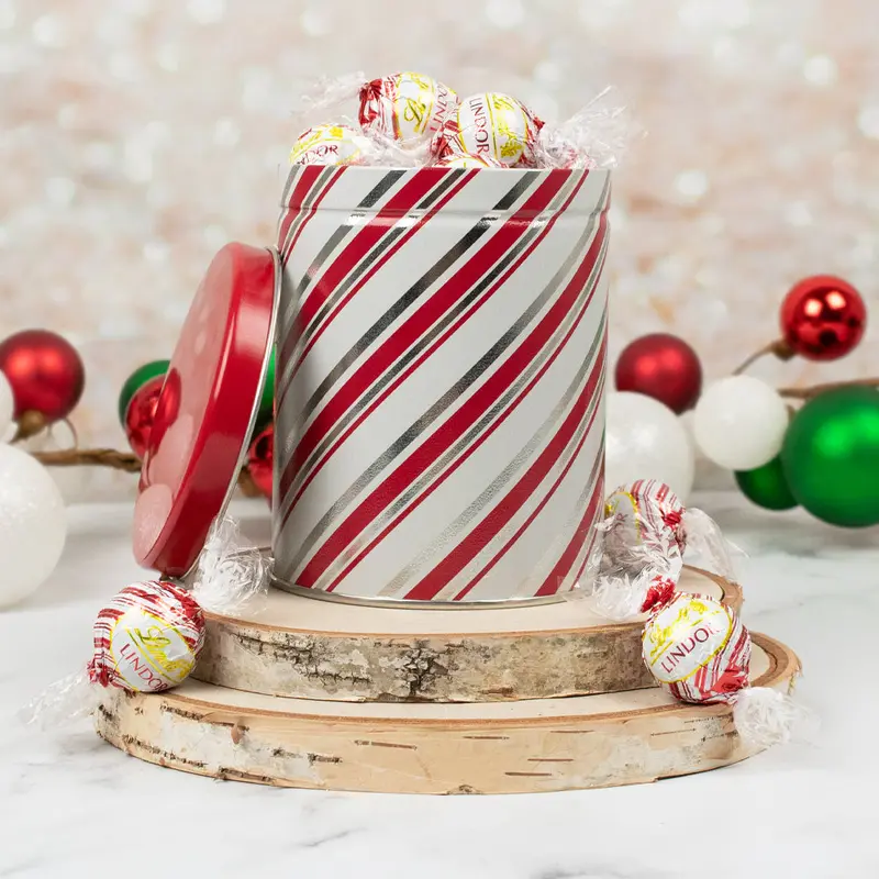 Candy Stripes Lindt Truffles 1QT Tin (approx 22 pcs)