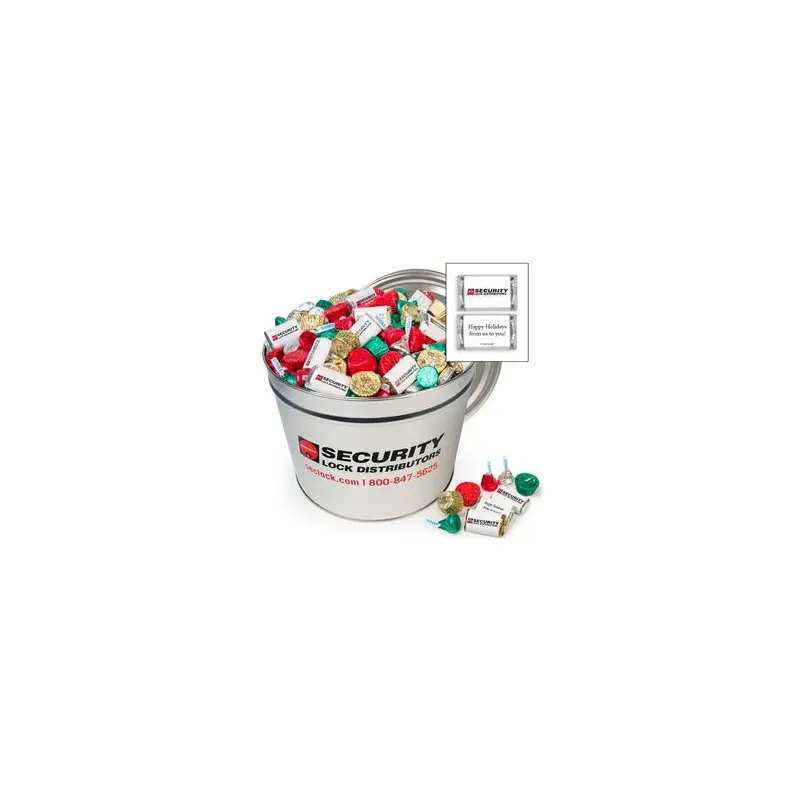 Digitally Printed Add Your Logo 13.5lb Tin - Hershey's Holiday Assortment