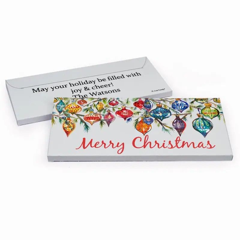 Deluxe Personalized Christmas Ornaments Candy Bar Favor Box