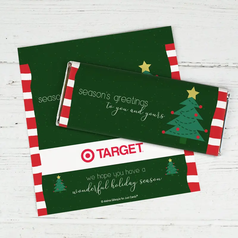 Personalized Christmas Very Merry Greetings Chocolate Bar Wrappers Only