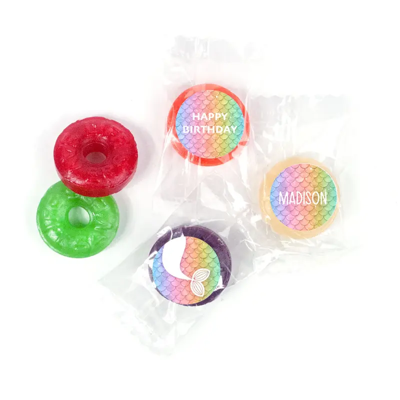 Personalized Mermaid Birthday Life Savers 5 Flavor Hard Candy - Rainbow Mermaid