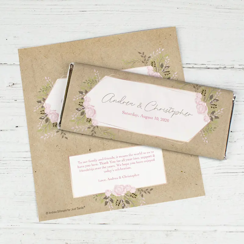 Personalized Wedding Botanical Border Chocolate Bar Wrappers