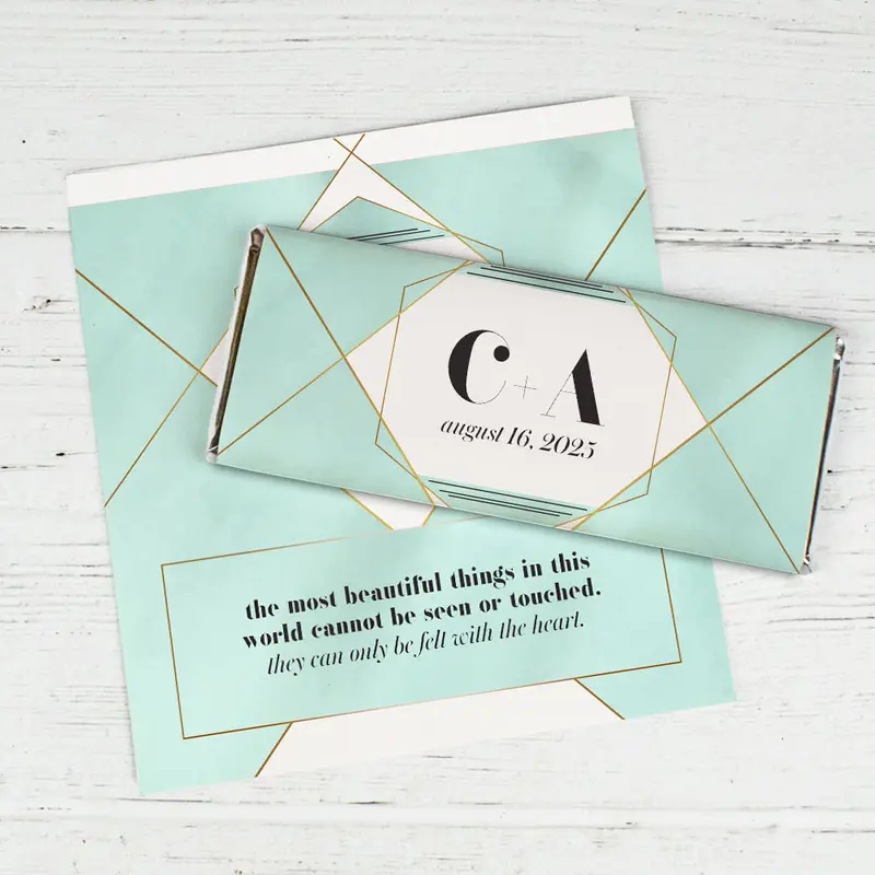Personalized Wedding Elegant Geo Chocolate Bar Wrappers