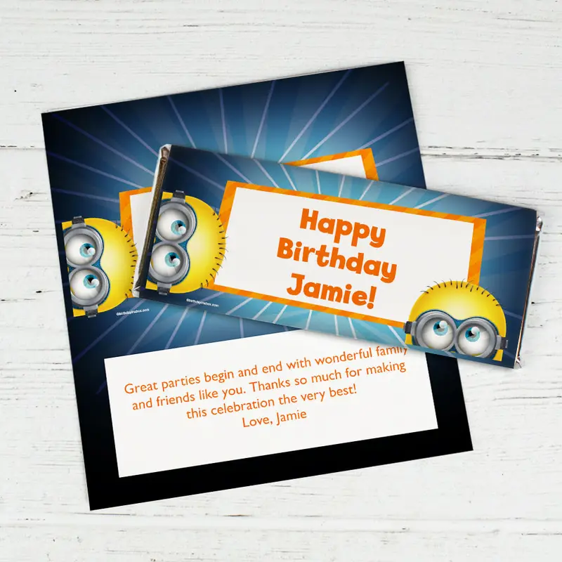 Birthday Despicable Me Themed Personalized Hershey's Chocolate Bar Wrappers