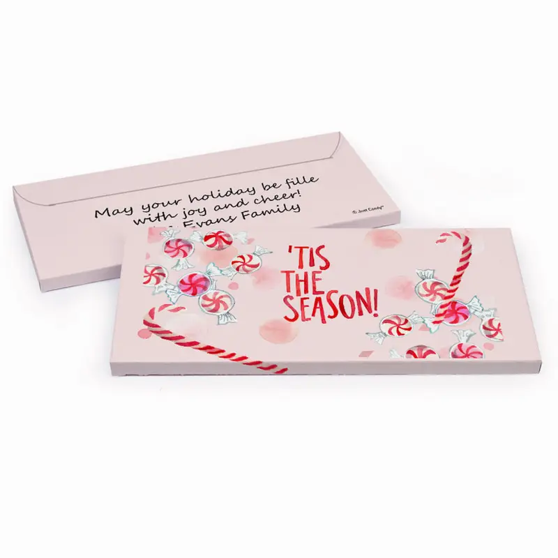 Deluxe Personalized Christmas Tis the Season Candy Bar Favor Box