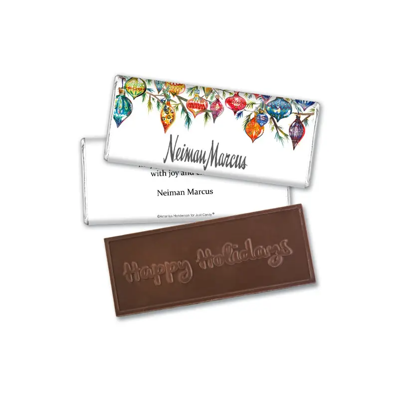 Personalized Christmas Add Your Logo Ornaments Embossed Chocolate Bar & Wrapper