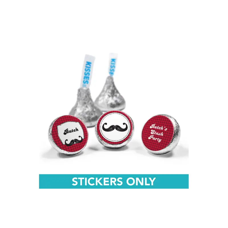Personalized Birthday Mustache Madness 3/4" Sticker (108 Stickers)