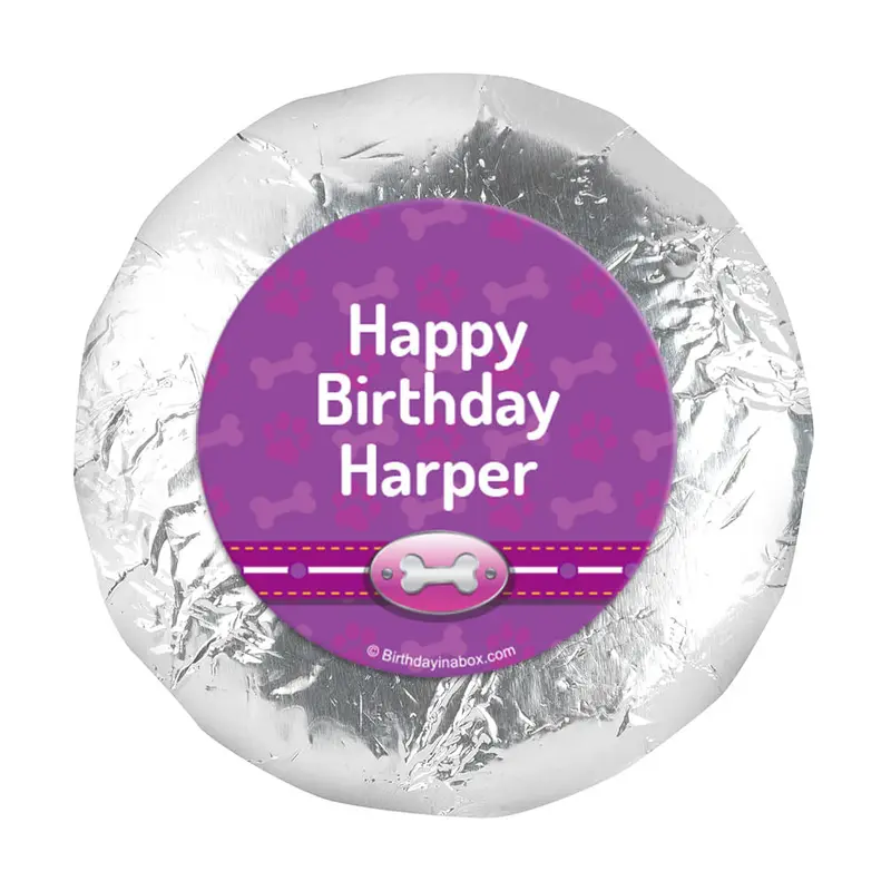 Personalized Birthday Paw Command Pink 1.25" Stickers (48 Stickers)