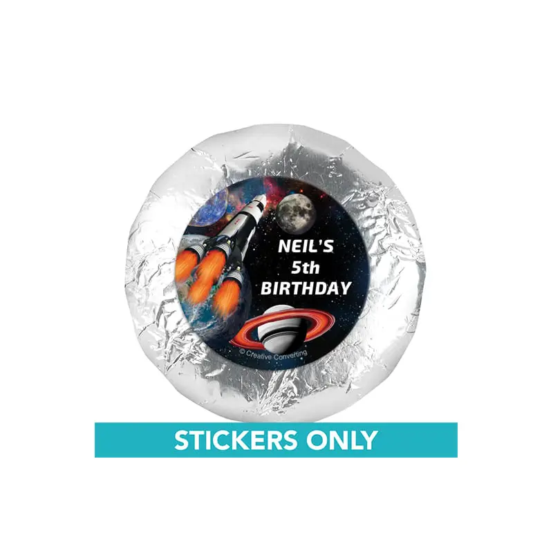 Personalized Birthday Space Blast 1.25" Stickers (48 Stickers)
