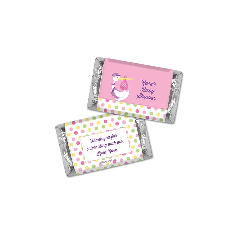 Personalized Baby Shower Pink Stork Hershey's Miniatures
