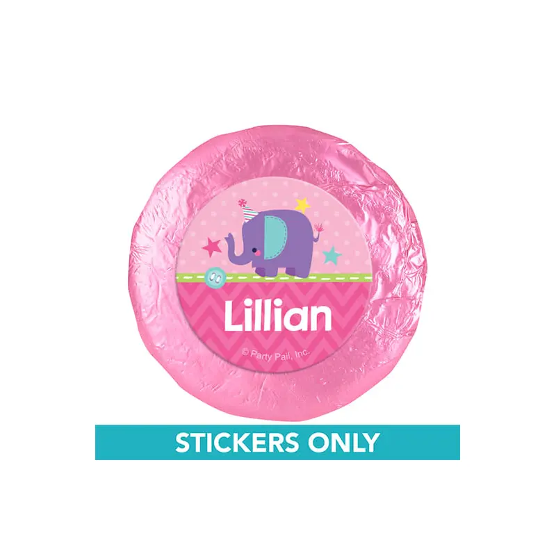 Personalized Birthday Elephant 1.25" Stickers (48 Stickers)