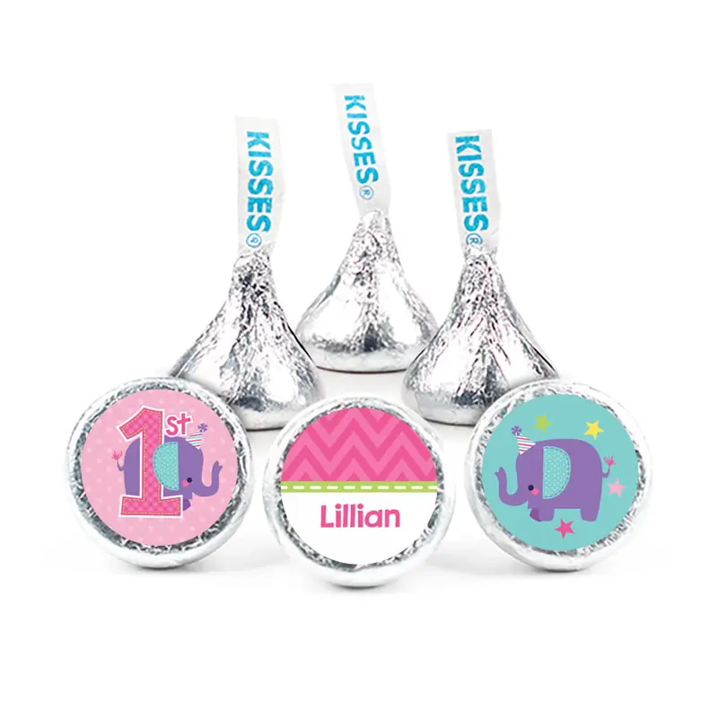 Personalized Birthday Elephant 3/4" Sticker (108 Stickers)