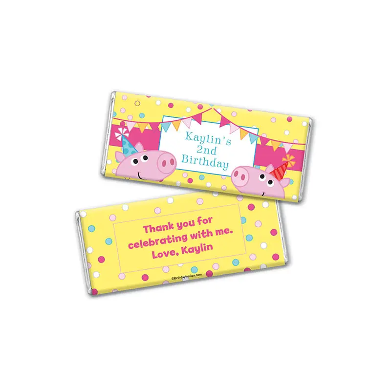 Personalized Birthday Pigs & Dots Hershey's Milk Chocolate Bar & Wrapper