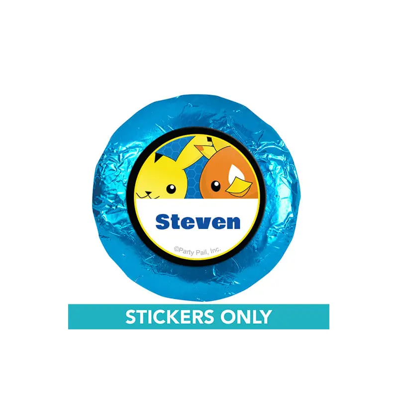 Personalized Birthday Pokemon Themed 1.25" Stickers (48 Stickers)