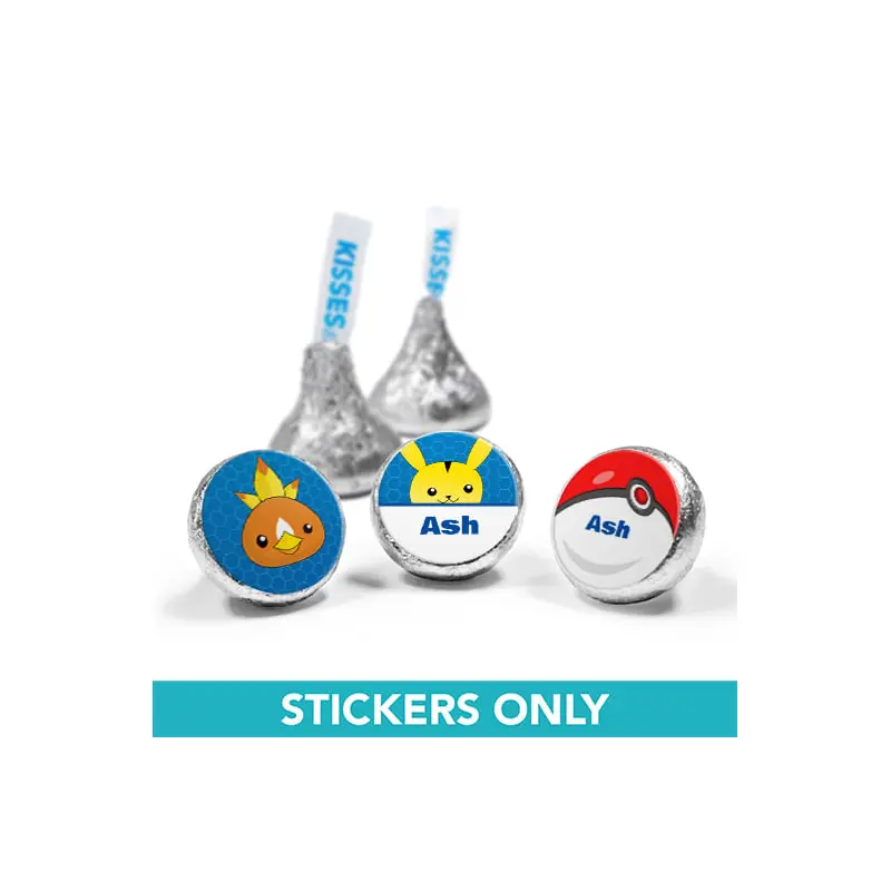 Personalized Birthday Pokemon Themed 3/4" Sticker (108 Stickers)