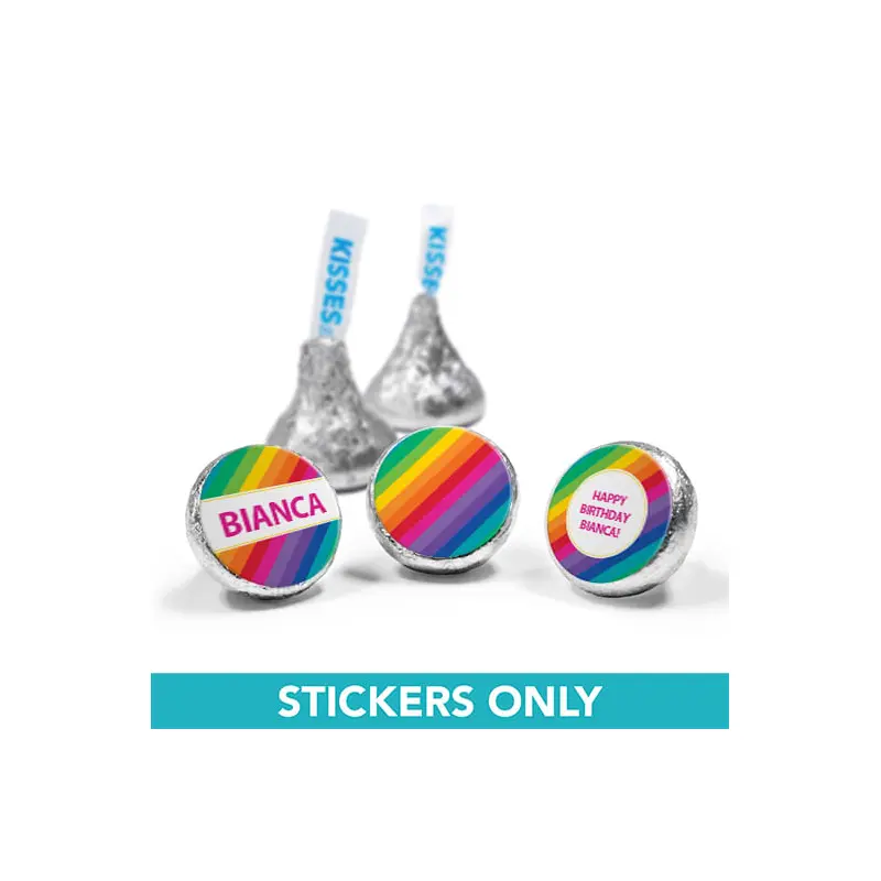 Personalized Birthday Rainbow 3/4" Sticker (108 Stickers)