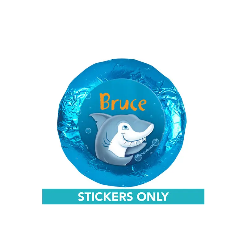 Personalized Birthday Shark 1.25" Stickers (48 Stickers)