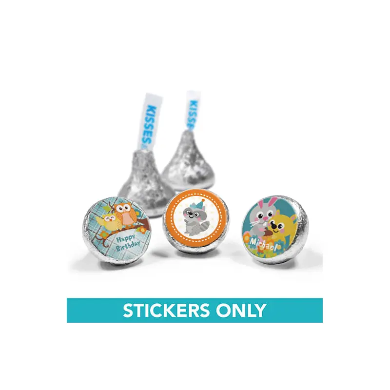 Personalized Birthday Woodland Boy 3/4" Sticker (108 Stickers)