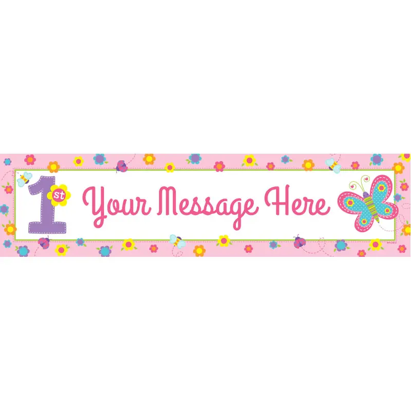Personalized Sweet First Birthday Girl 5 Ft. Banner