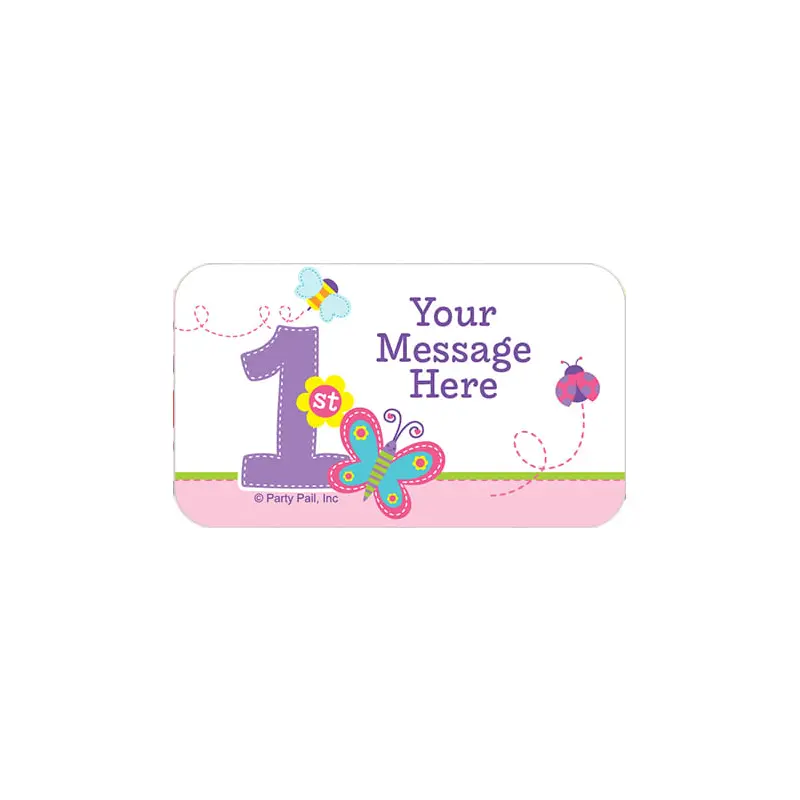 Sweet First Birthday Girl Personalized Rectangular Stickers (18 Stickers)