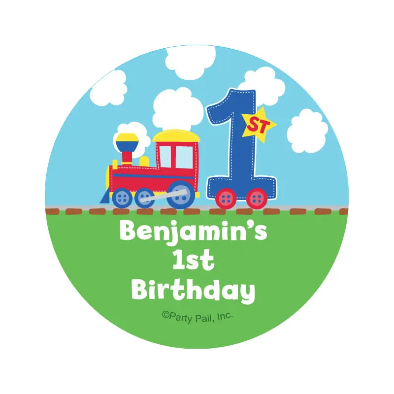 All Aboard First Birthday Personalized 2" Stickers (20 Stickers)