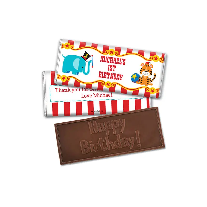 Personalized Birthday Circus Embossed Happy Birthday Chocolate Bar