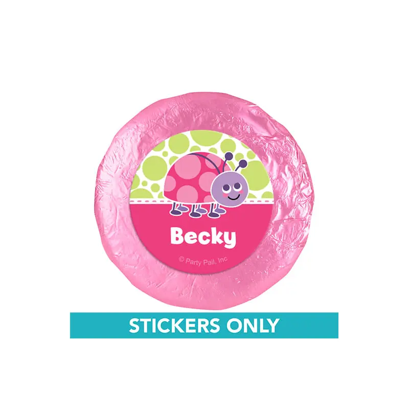 Personalized Birthday Colorful Lady Bug 1.25" Stickers (48 Stickers)